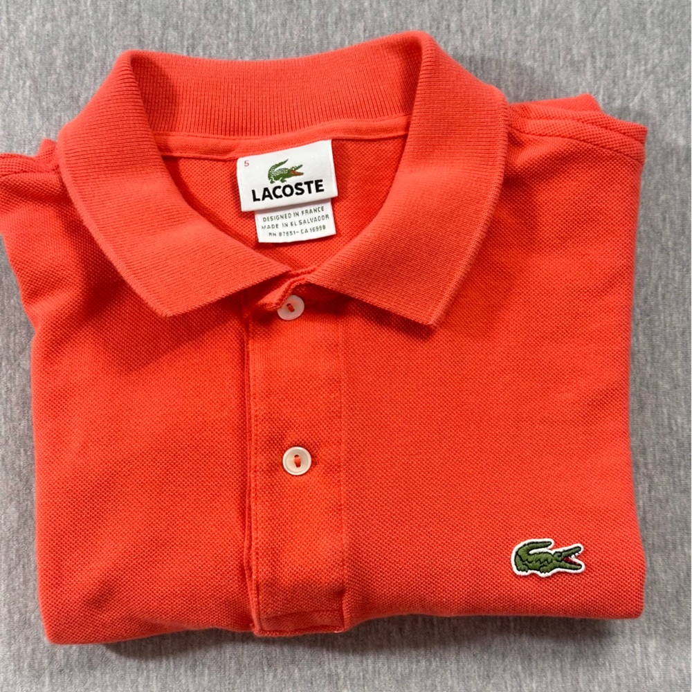 Lacoste Devanlay Polo Shirt Mens FR 5 / US Large 100% Cotton Short Sleeve Coral